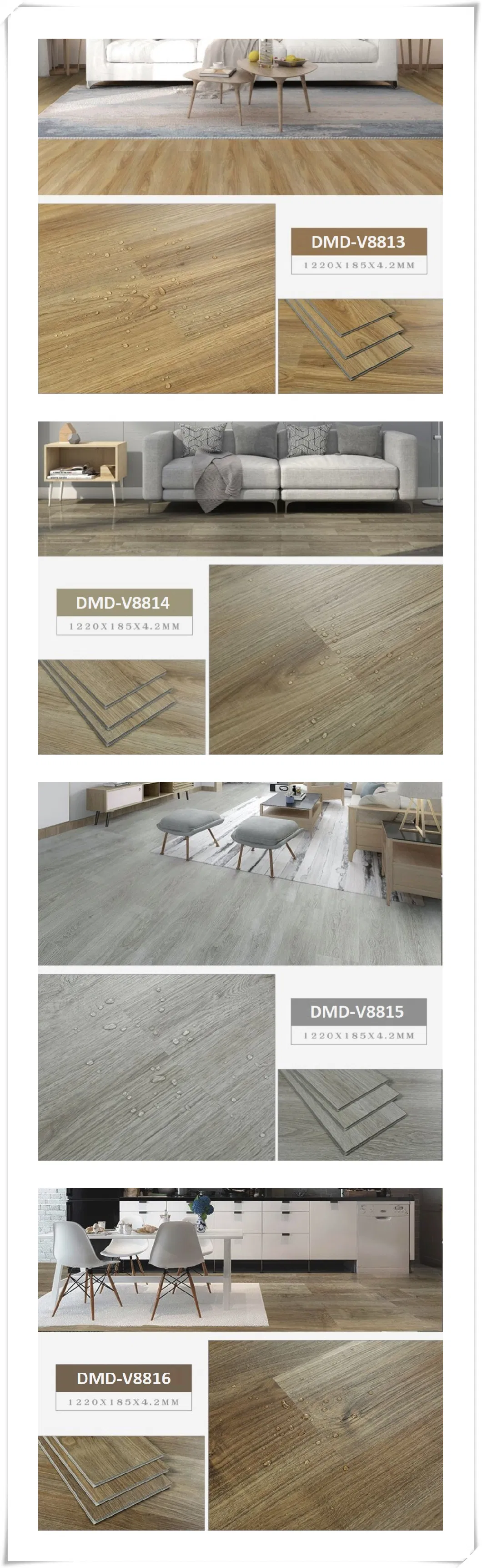 Wooden Design Waterproof Click Spc Lvt PVC Plastic Vinyl Flooring